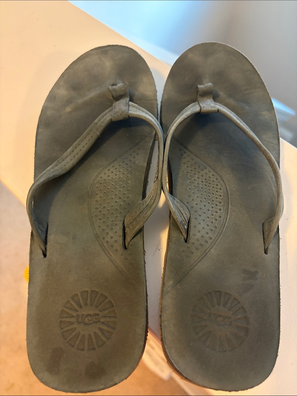 UGG dark gray Suede Thong Sandals